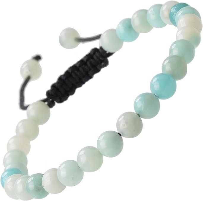 Natural Amazonite Healing Power Gemstone Crystal Bead Adjustable Bracelets