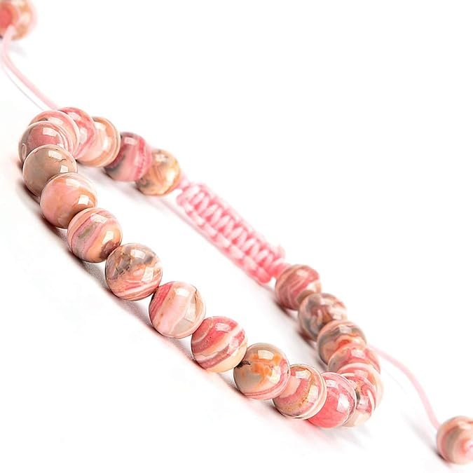 Natural Rhodochrosite Healing Power Gemstone Crystal Bead Adjustable Bracelet