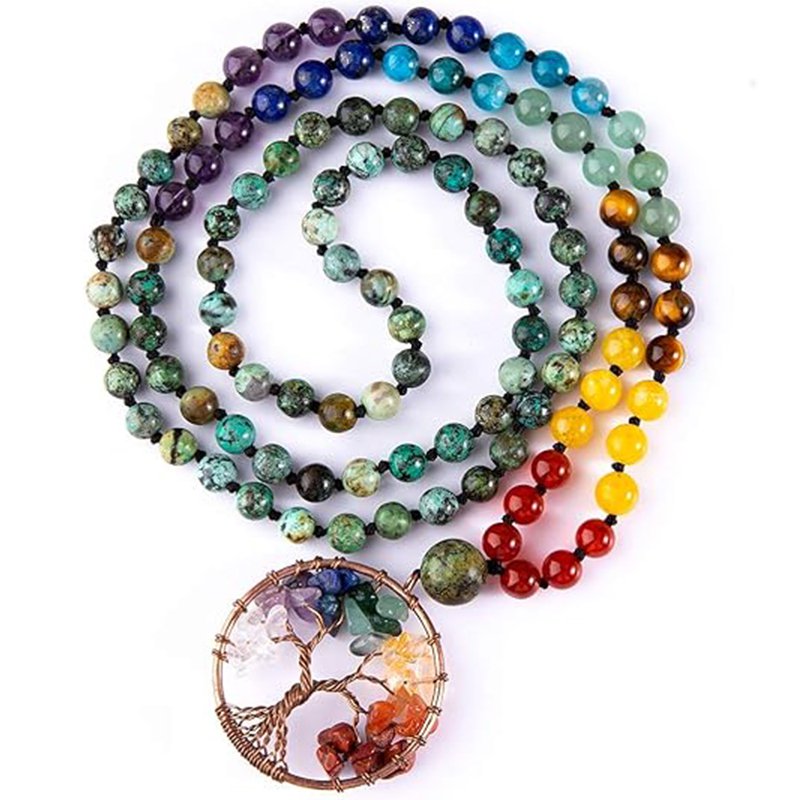 108 Mala Beads Necklace Life Tree 7 Chakra Wrap Bracelet