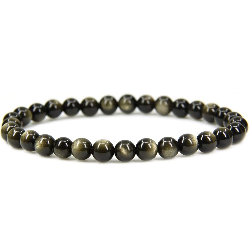 Golden Obsidian Handmade Round Beads Stretch Bracelet