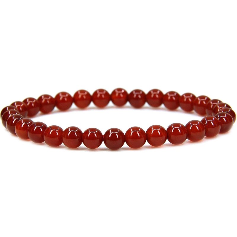 Red Agate Handmade Round Beads Stretch Bracelet-1