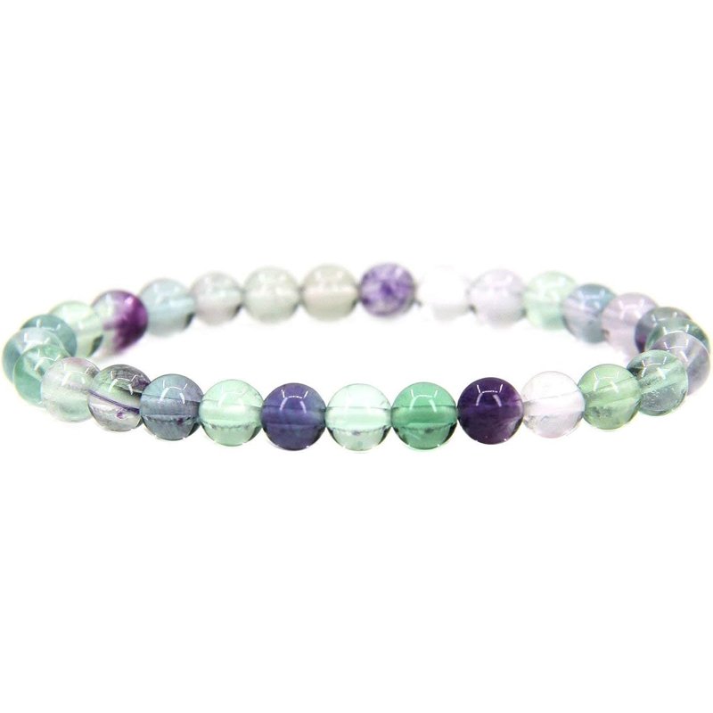 Clear Fluorite Handmade Round Beads Stretch Bracelet