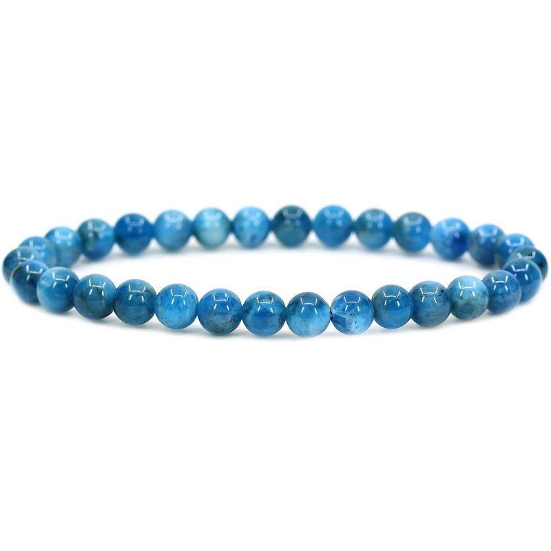 Blue Green Apatite Handmade Round Beads Stretch Bracelet