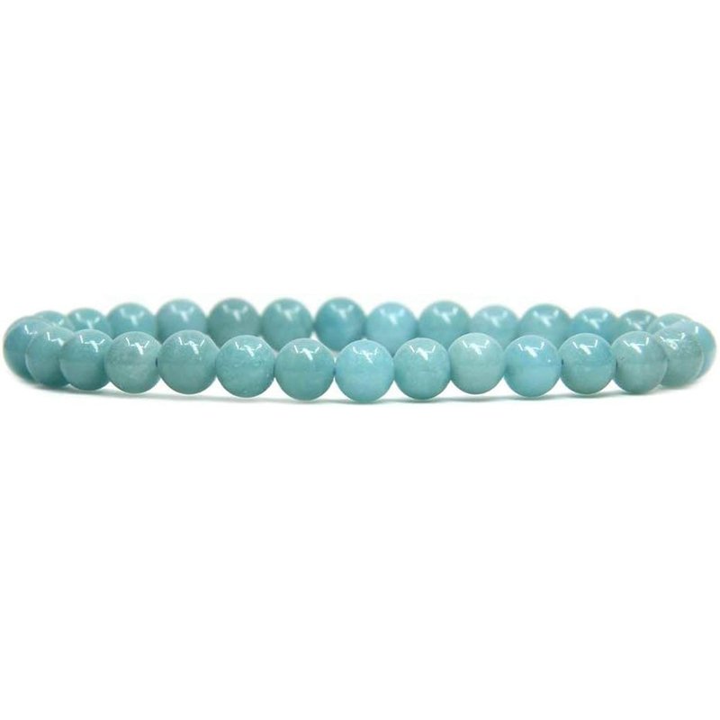 Blue Amazonite Handmade Round Beads Stretch Bracelet