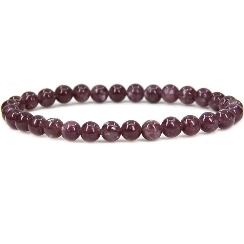 Lepidolite Lithium Mica Handmade Round Beads Stretch Bracelet