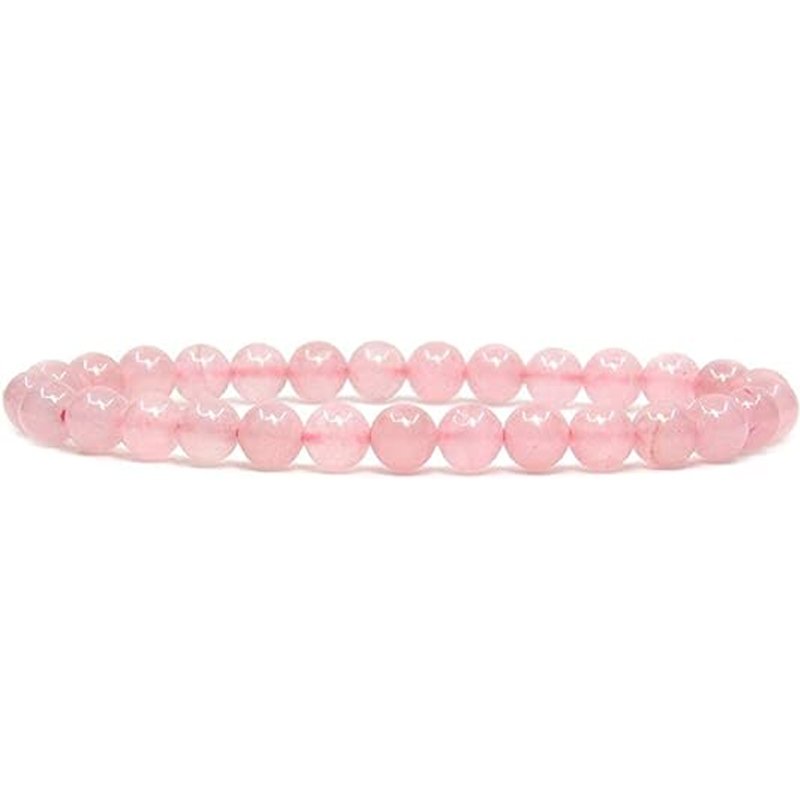 Rose Quartz Handmade Round Beads Stretch Bracelet