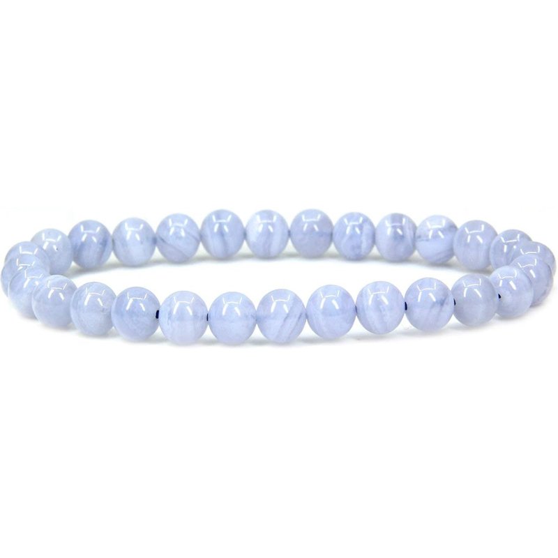 Blue Lace Agate Handmade Round Beads Stretch Bracelet