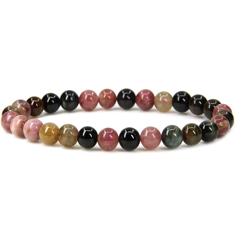 Multicolor Tourmaline Handmade Round Beads Stretch Bracelet