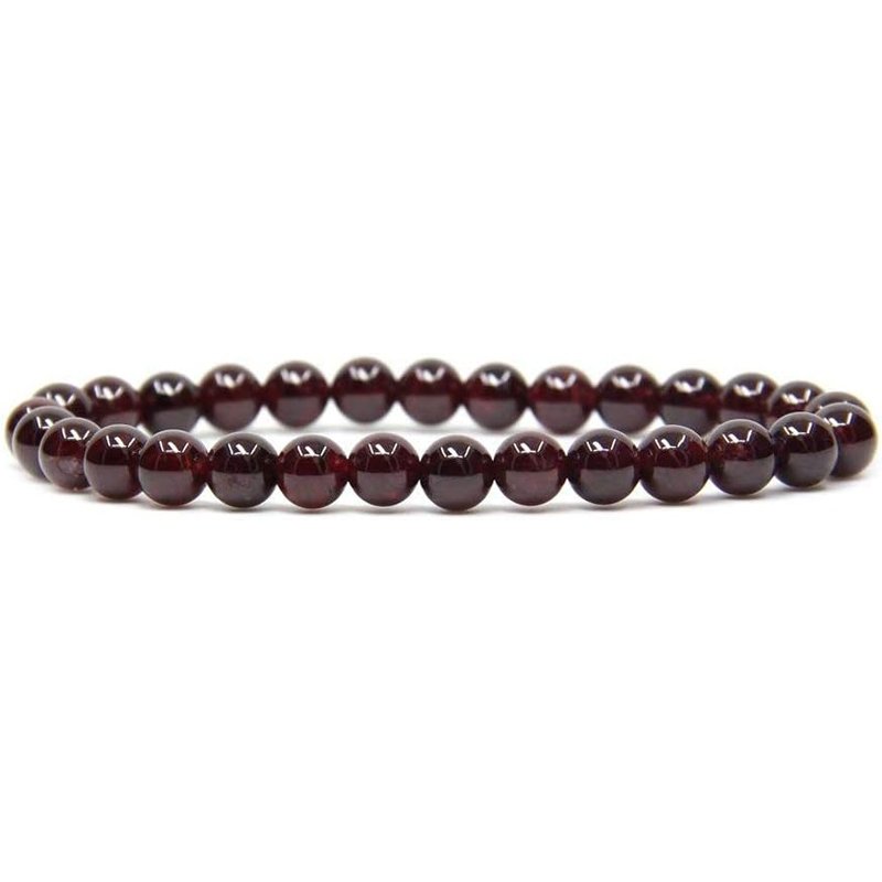 Red Garnet Handmade Round Beads Stretch Bracelet