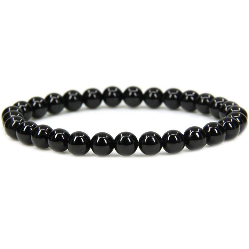 Black Tourmaline Handmade Round Beads Stretch Bracelet