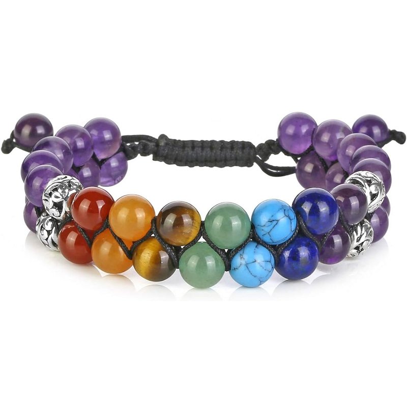 Purple 7 Chakra Amethyst Healing Crystals Bracelet