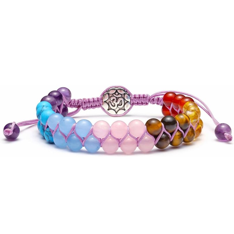 Purple-Chakra Charm Healing Crystals Bracelet