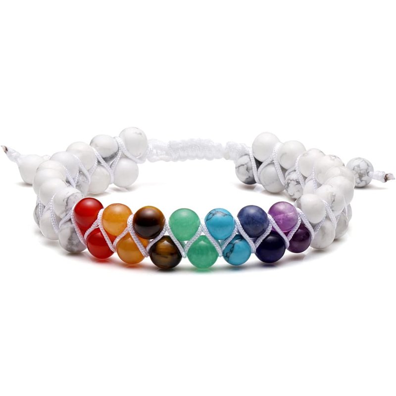 White Turquoise 7 Chakra Healing Crystals Bracelet