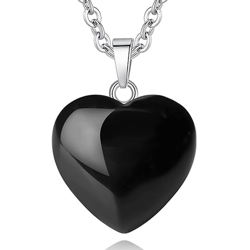 Black Obsidian Heart Love Crystal Necklace