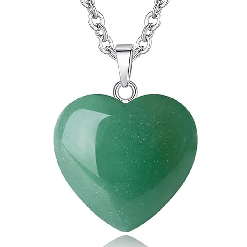 Green Aventurine Heart Love Crystal Necklace