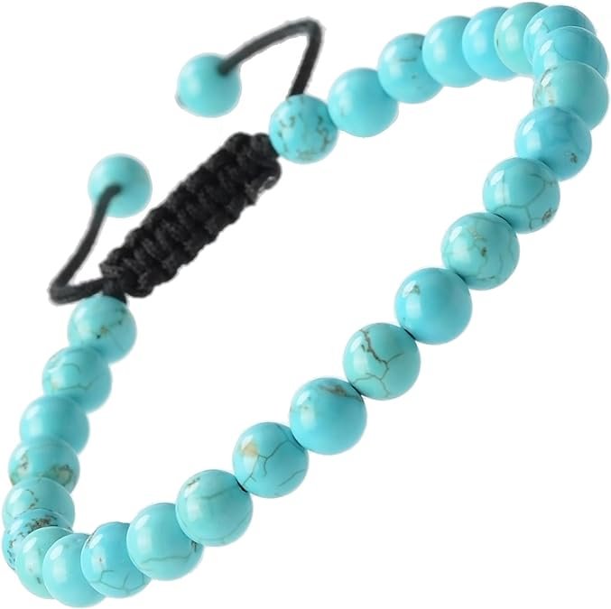 Natural Blue Turquoise Healing Power Gemstone Crystal Bead Adjustable Bracelets