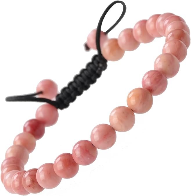 Natural Pink Rhodochrosite Healing Power Gemstone Crystal Bead Adjustable Bracelet