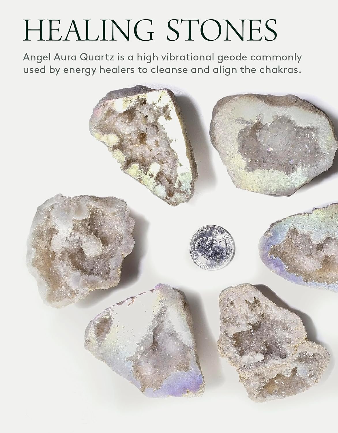 Angel Aura Quartz Geode - Titanium Bonded High Energy Crystal Cuarzo Cluster/Druzy-1