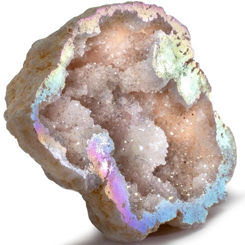 Angel Aura Quartz Geode - Titanium Bonded High Energy Crystal Cuarzo Cluster/Druzy