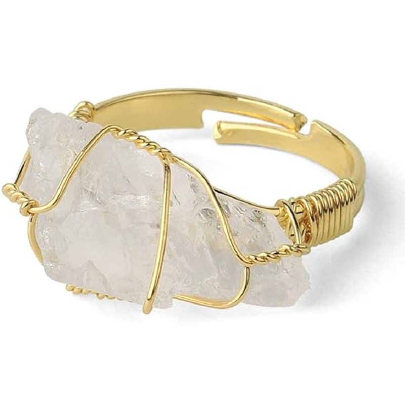 Natural Clear Quartz Healing Crystal Stone Ring