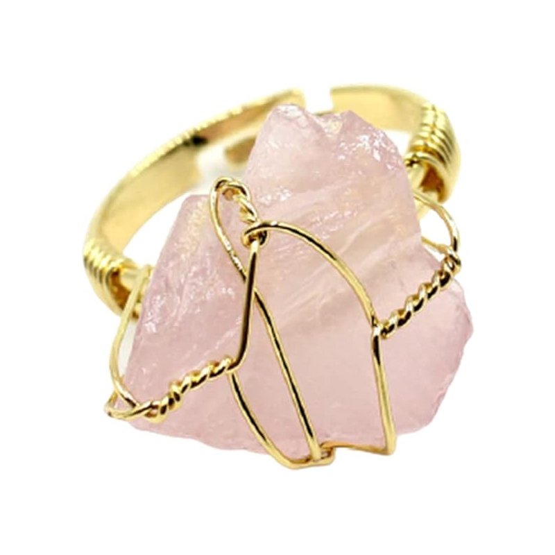 Natural Rose Quartz Healing Crystal Stone Ring