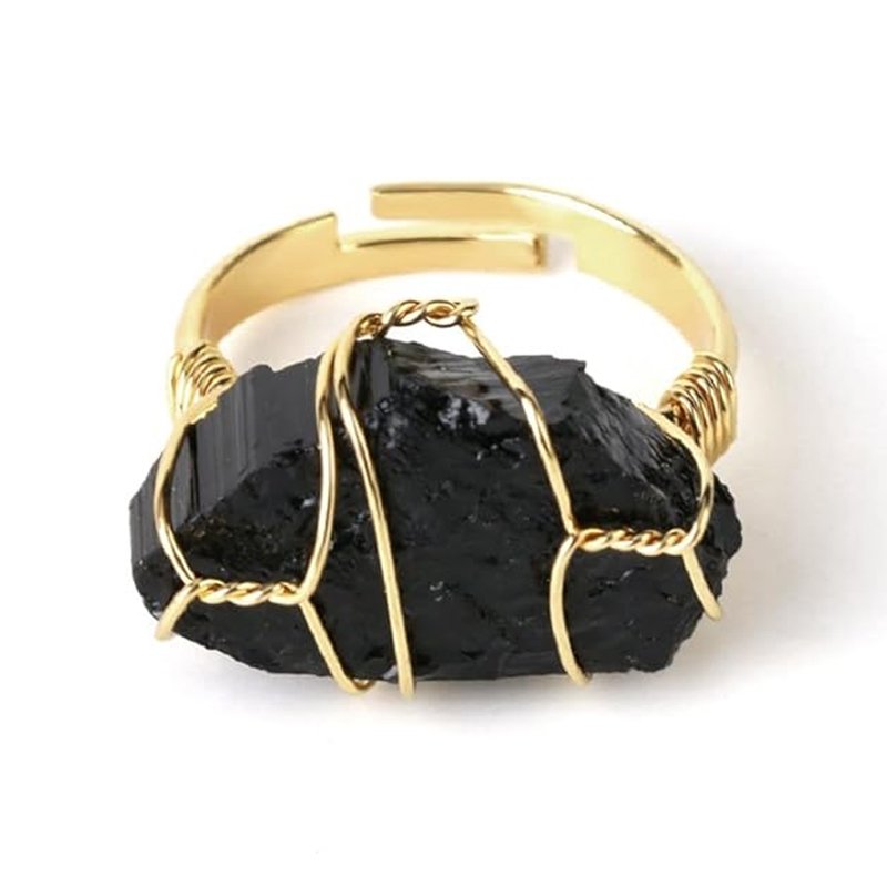Natural Obsidian Healing Crystal Stone Ring