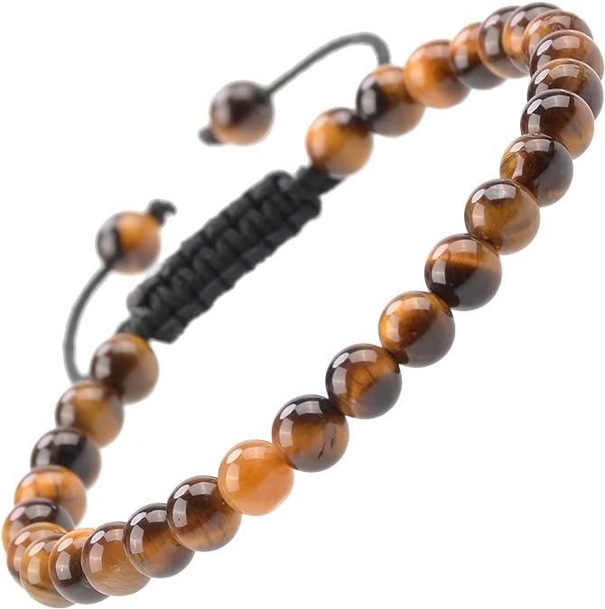 Natural Yellow Tiger Eye Healing Power Gemstone Crystal Bead Adjustable Bracelet