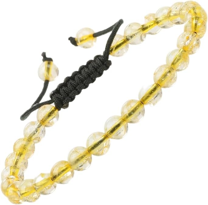 Natural Citrine Healing Power Gemstone Crystal Bead Adjustable Bracelets