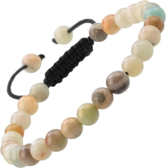 Natural Multi-Color Amazonite Healing Power Gemstone Crystal Bead Adjustable Bracelet