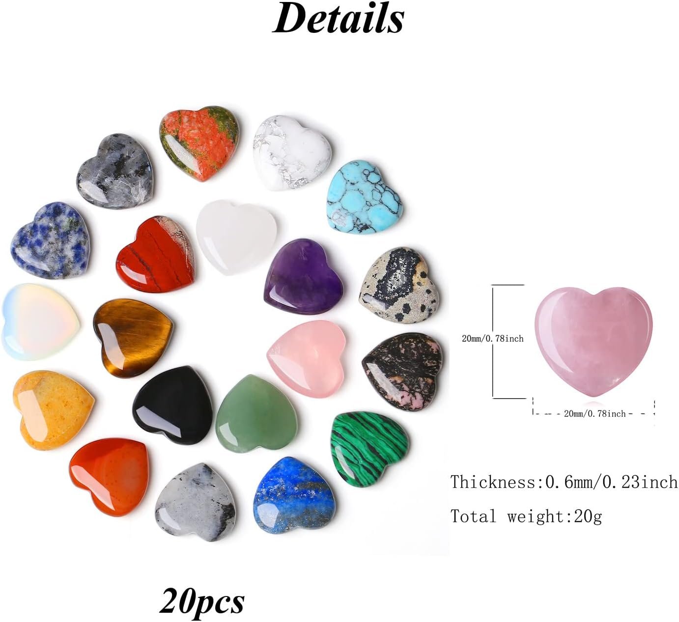 Rose Quartz Amethyst Heart Love Stones Set-1