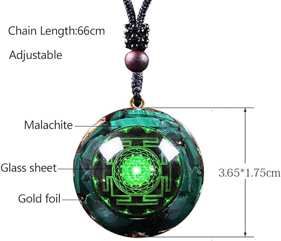 Orgonite Pendant Malachite Green Crystal Orgone Pendant Necklace -1