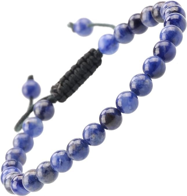 Natural Blue Sodalite Healing Power Gemstone Crystal Bead Adjustable Bracelets