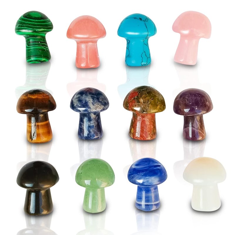 12 Pieces Crystal Mushroom Healing Crystals Decor