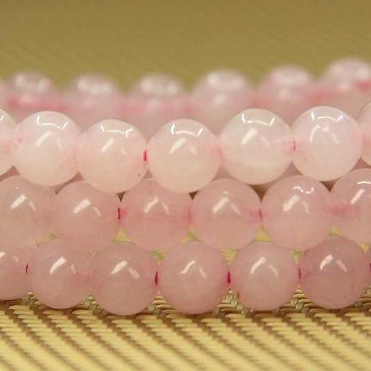 Rose Quartz Handmade Round Beads Stretch Bracelet-1