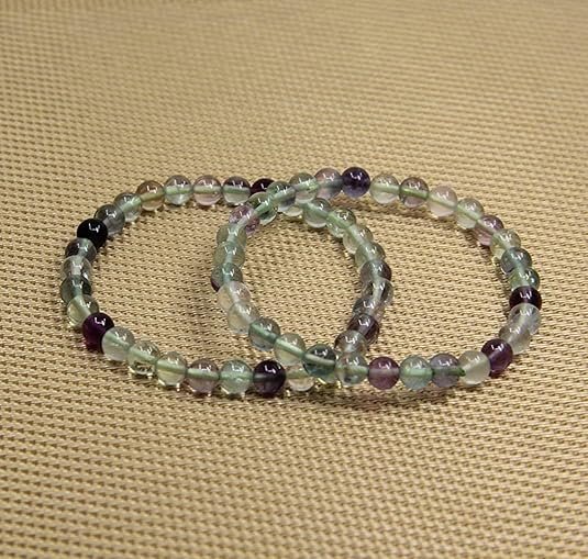 Clear Green Fluorite Handmade Round Beads Stretch Bracelet-1