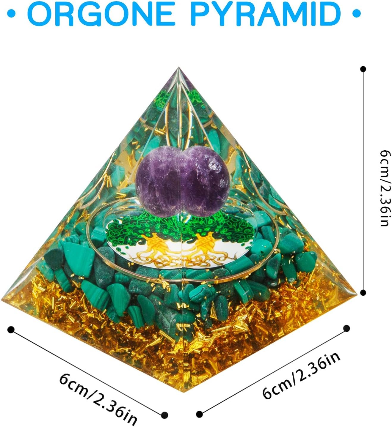 Natural Amethyst Malachite Orgone Pyramid-1