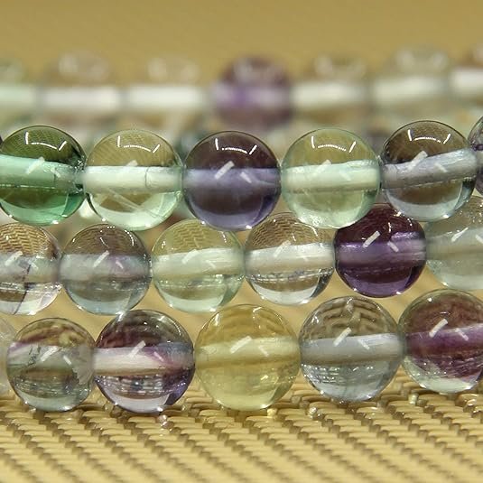 Clear Fluorite Handmade Round Beads Stretch Bracelet-1