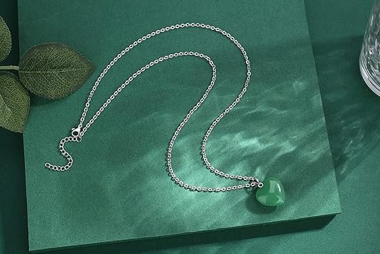 Green Aventurine Heart Love Crystal Necklace-1