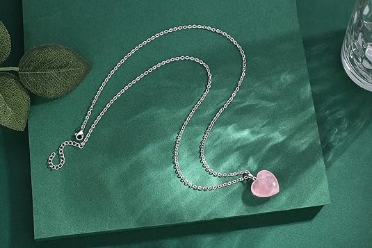 Quartz Heart Love Crystal Necklace-3