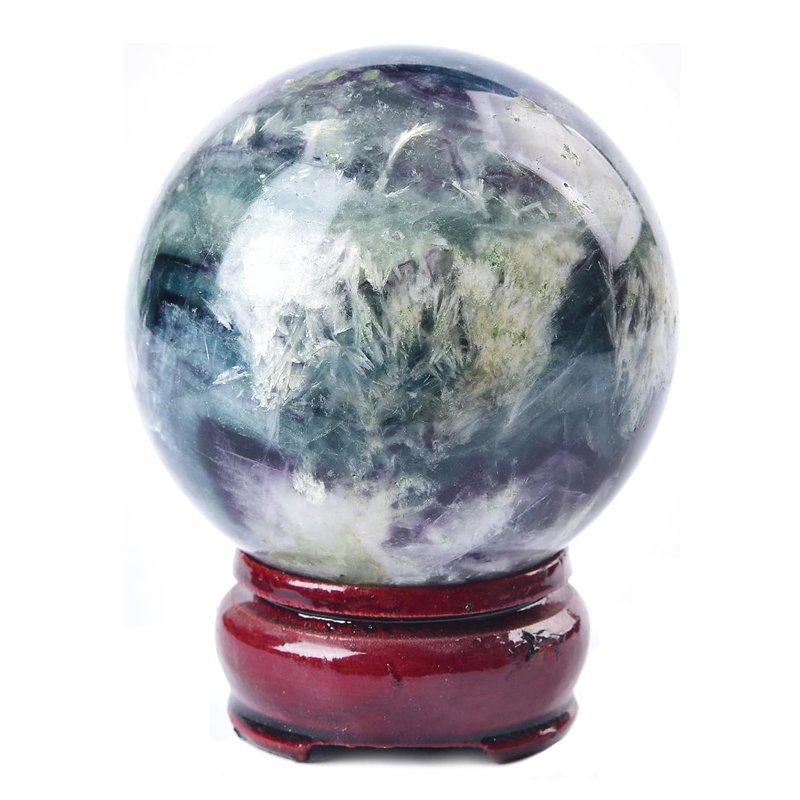 Natural Feather Fluorite Crystal Ball