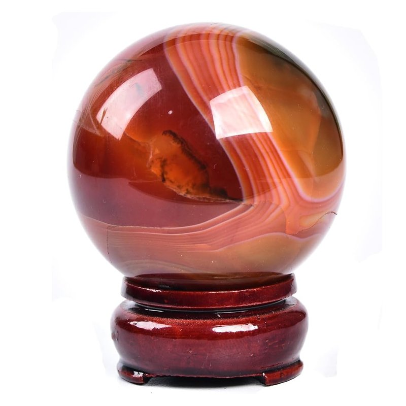 Natural Red Agate Crystal Ball