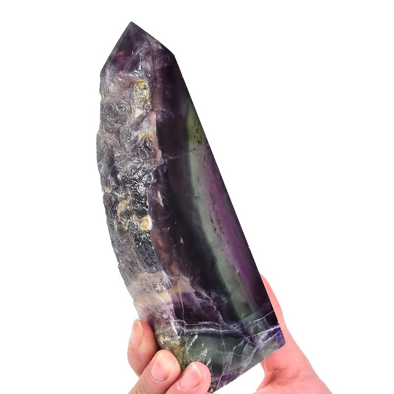 Natural Purple Fluorite Crystal Tower Obelisk Slab