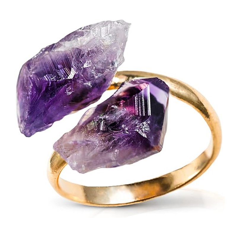 Handmade Adjustable Healing Amethyst Crystal Ring