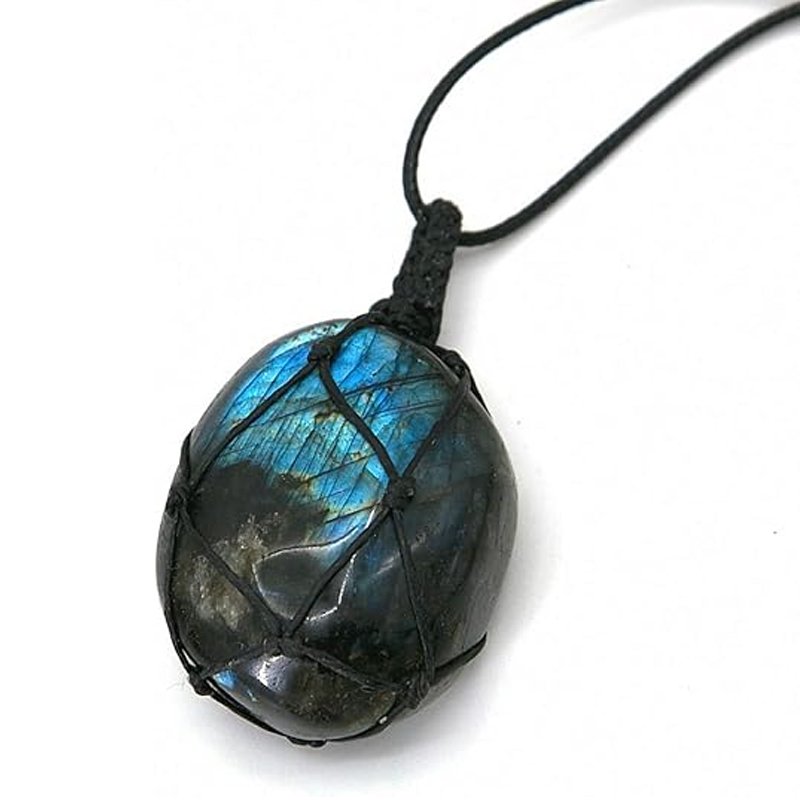 Wrap Braid Dragons Labradorite Healing Crystal Necklace