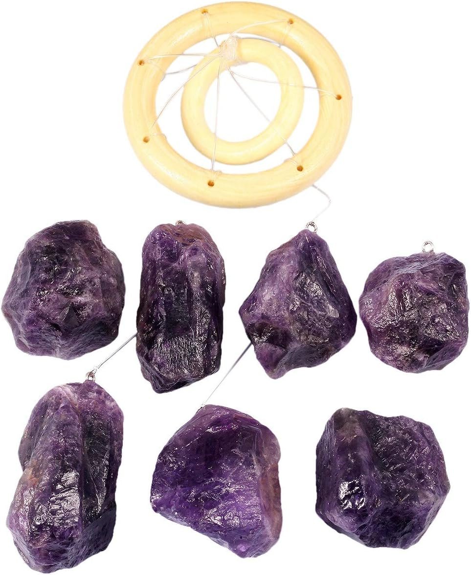 Amethyst Stones Rough Crystals Wind Chimes-1