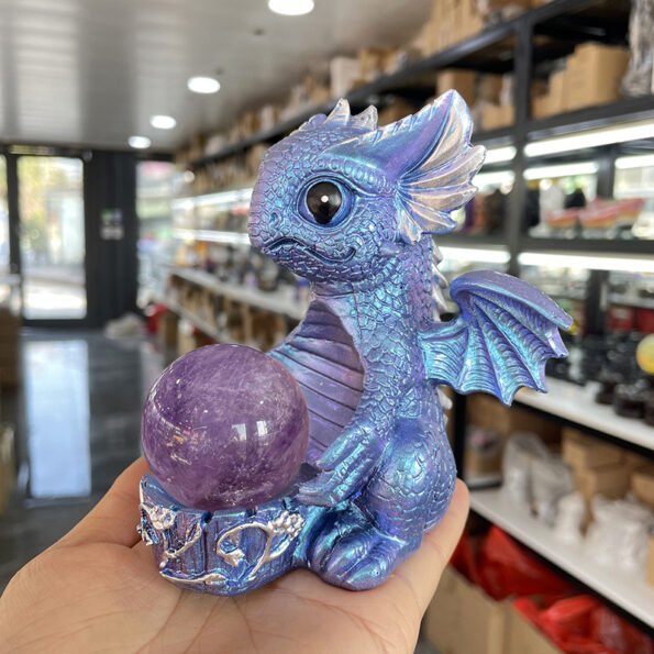 Blue-Purple Bubble Dragon Crystal Ball Ornament