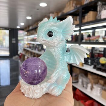 Cyan Blue Bubble Dragon Crystal Ball Ornament-1