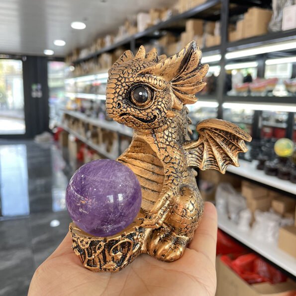 Gold Bubble Dragon Crystal Ball Ornament