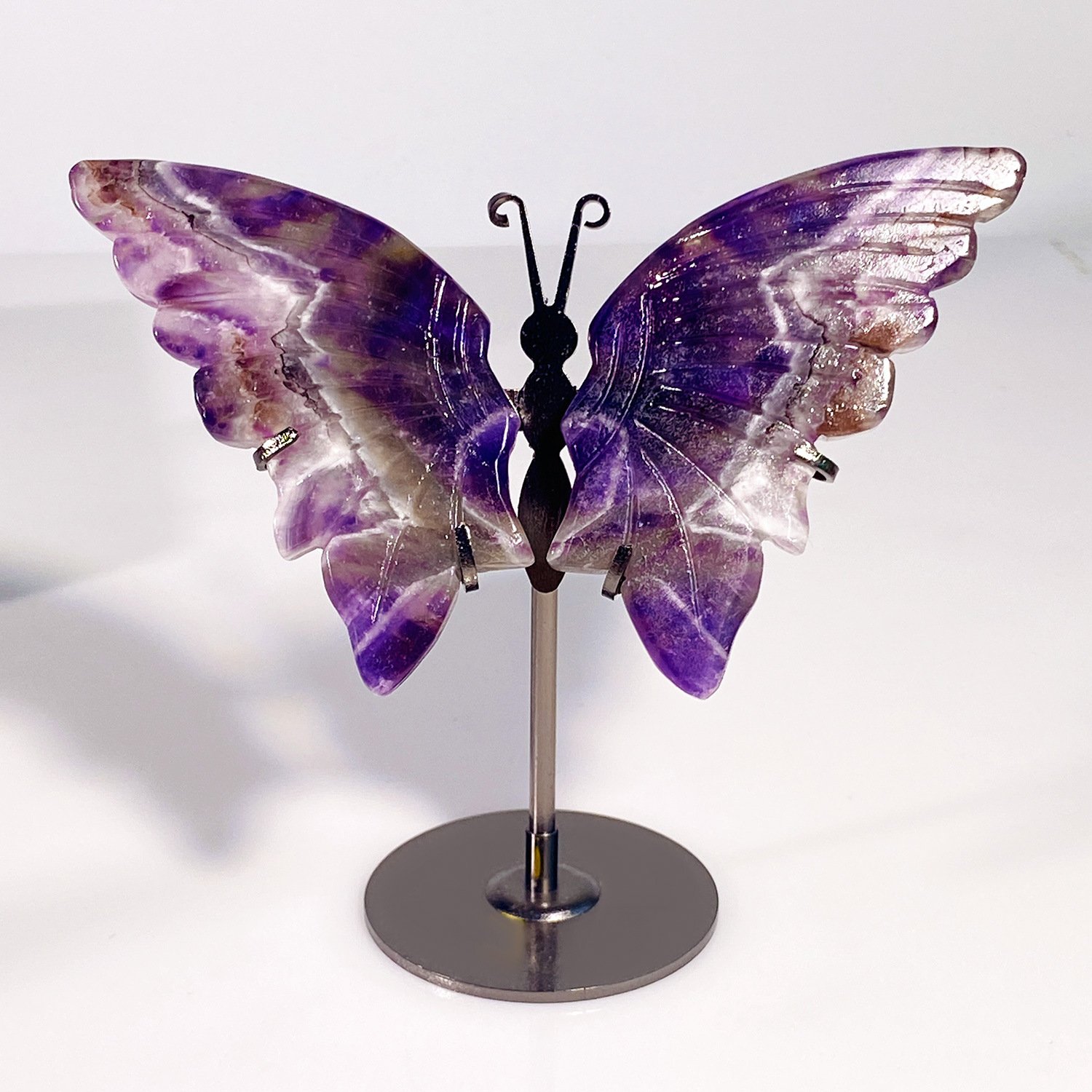 Natural Amethyst Carved Butterfly Wings Desktop Decorative Ornament